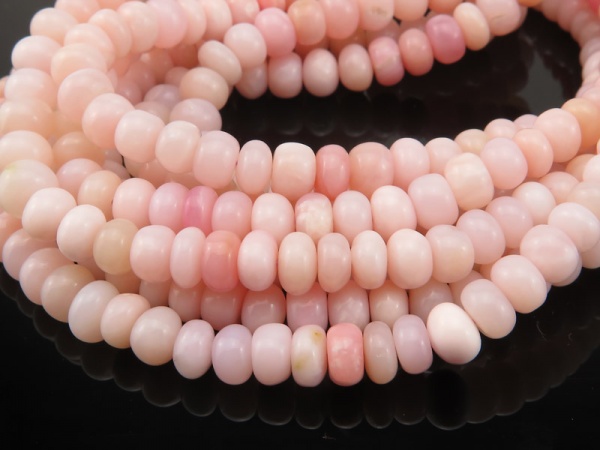 AA+ Pink Opal Smooth Rondelles 4.5-7mm ~ 16'' Strand
