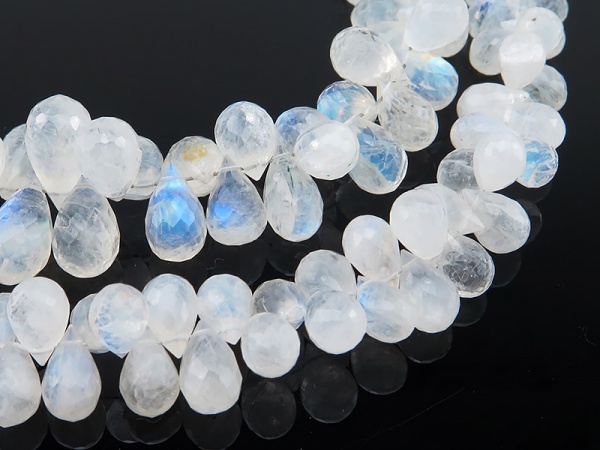 AA Rainbow Moonstone Faceted Teardrop Briolettes ~ Various Sizes ~ 8'' Strand