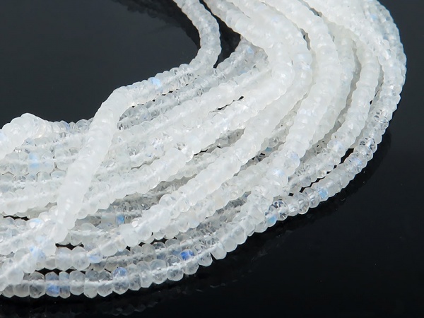 AA Rainbow Moonstone Faceted Rondelles 3-3.5mm ~ 13'' Strand