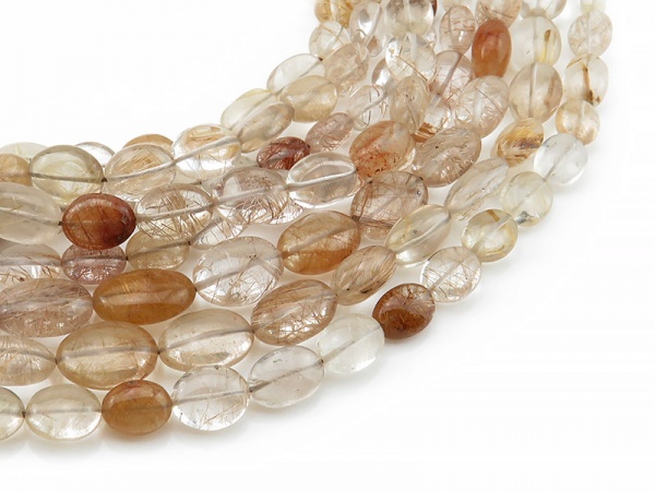 AAA Copper Rutilated Quartz Smooth Oval Beads ~ Various Sizes ~ 17'' Strand