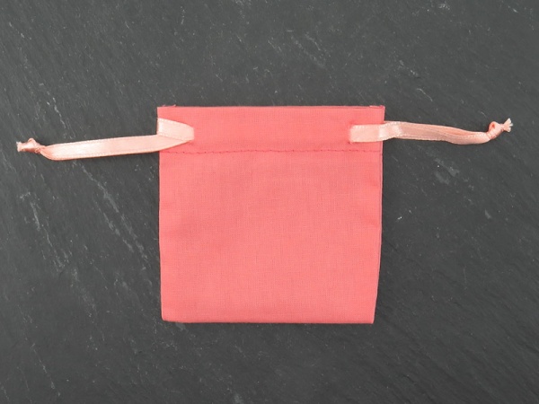Cotton Drawstring Bag 7cm x 7cm ~ Coral