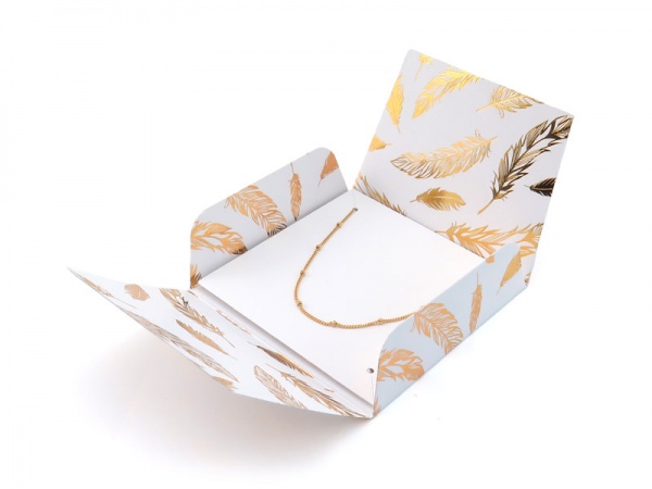Fold Over Card Jewellery Pouch ~ White/Gold