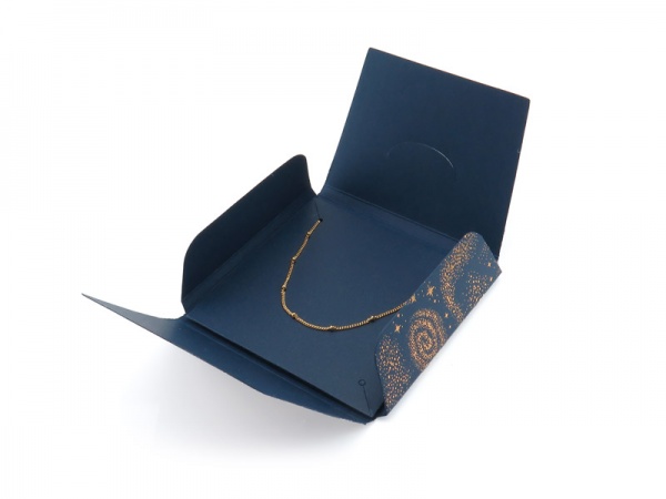 Fold Over Card Jewellery Pouch ~ Navy/Gold