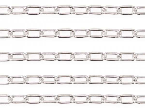 Sterling Silver Long Oval Cable Chain 7.3mm x 4.3mm ~ by the Foot