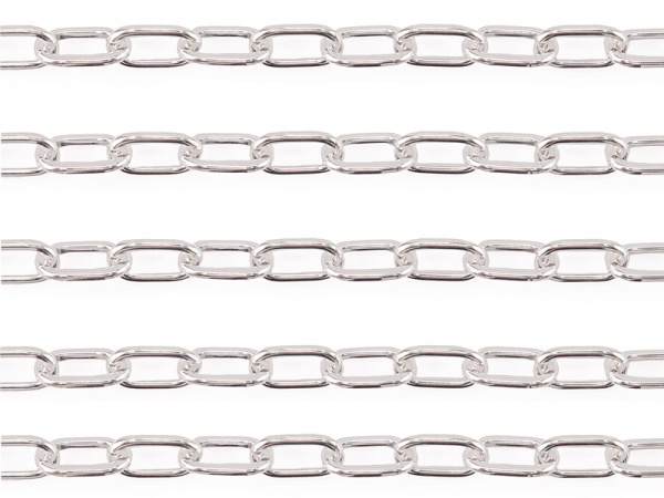 Sterling Silver Long Oval Cable Chain 7.3mm x 4.3mm ~ by the Foot