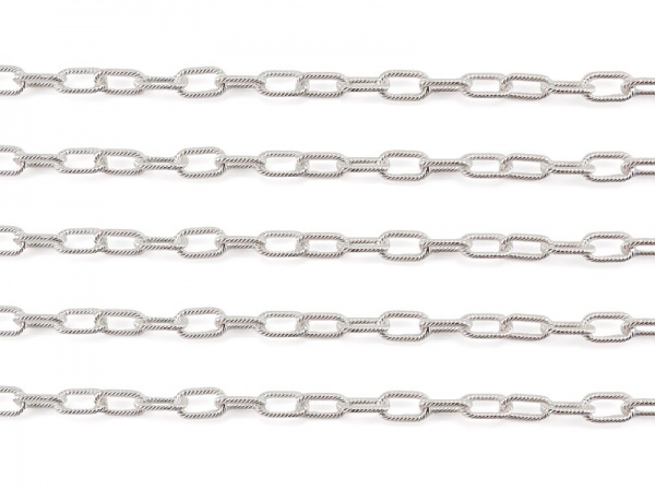 Sterling Silver Twisted Long Oval Cable Chain 8.6mm x 4.9mm  ~ by the Foot