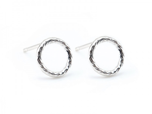 Sterling Silver Sparkle Circle Ear Posts 7mm ~ PAIR