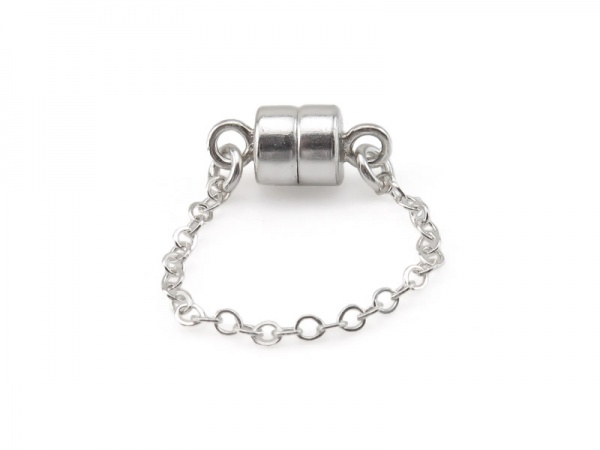 Sterling Silver Magnetic Clasp with Safety Chain