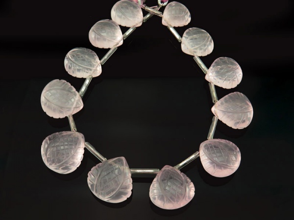 AAA Rose Quartz Carved Heart Briolettes ~ Various Sizes ~ 7.5'' Strand