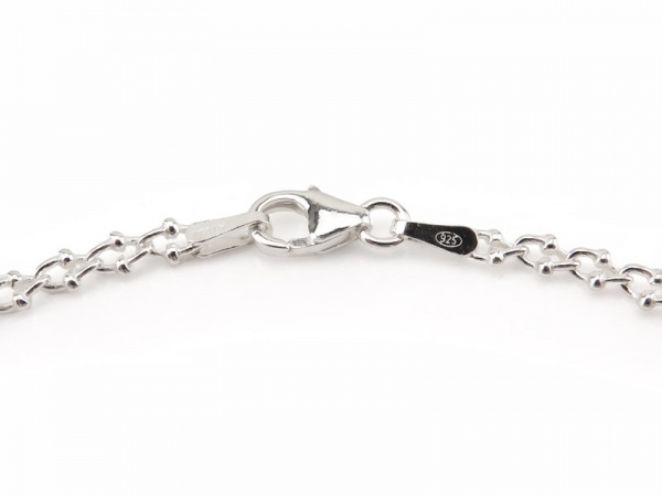 Sterling Silver Double Ball Curb Chain Bracelet ~ 7.5''