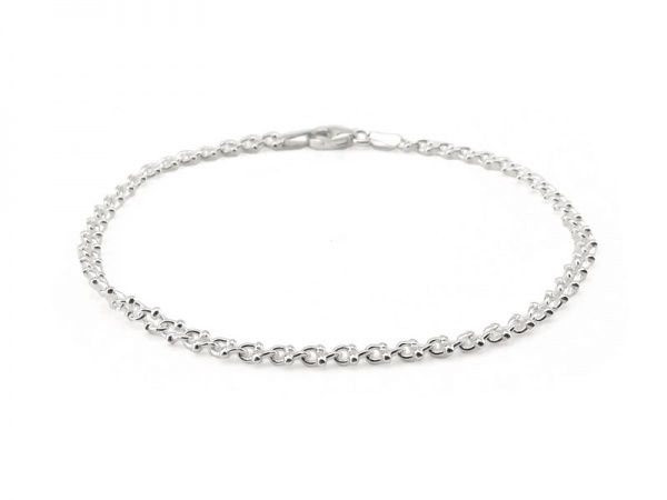 Sterling Silver Double Ball Curb Chain Bracelet ~ 7.5''