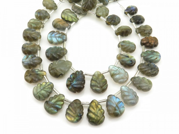 AA Labradorite Carved Pear Briolettes 11-14mm ~ 7.5'' Strand