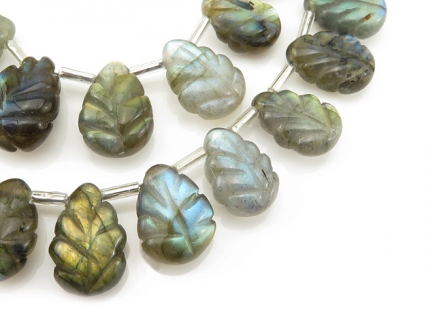 AA Labradorite Carved Pear Briolettes 11-14mm ~ 7.5'' Strand