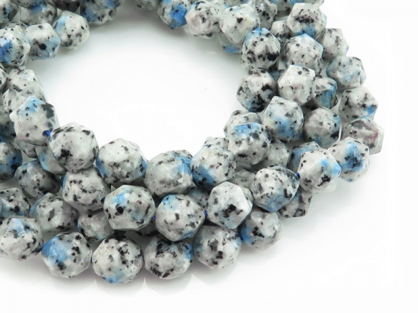 K2 Granite Faceted Round Beads 9-10mm ~ 15'' Strand