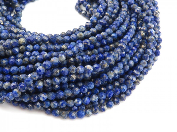 AA Lapis Lazuli Micro-Faceted Rondelles 3.25mm ~ 12.5'' Strand