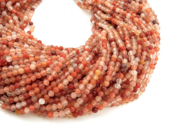 AA Shaded Carnelian Faceted Round Beads 2.5mm ~ 12.5'' Strand