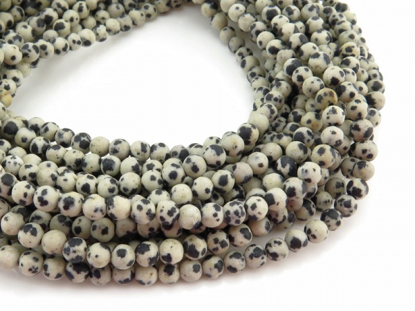 Dalmatian Jasper Matt Round Beads 4.25-4.5mm ~ 15'' Strand