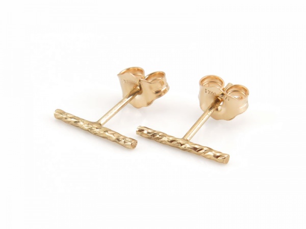 Gold Filled Sparkle Bar Ear Studs  ~ PAIR