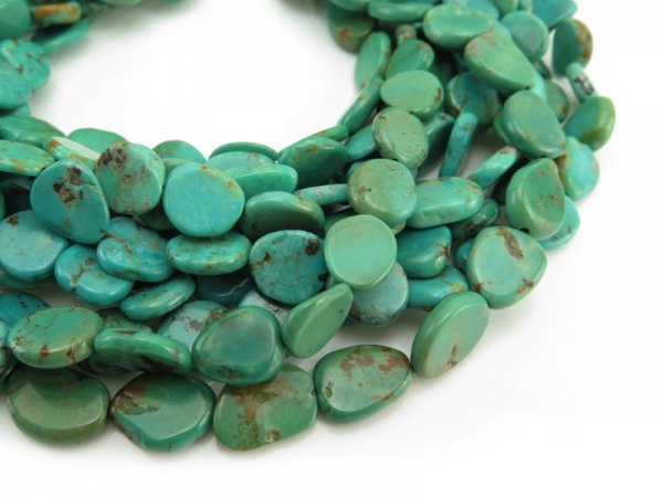 Turquoise Smooth Flat Nugget Beads 12-13mm ~ 16'' Strand