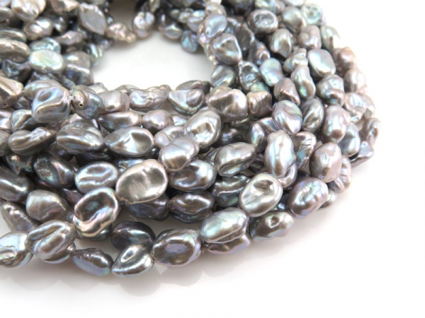 Freshwater Pearl Silver Grey Keishi Nugget Beads 8-11mm ~ 15'' Strand