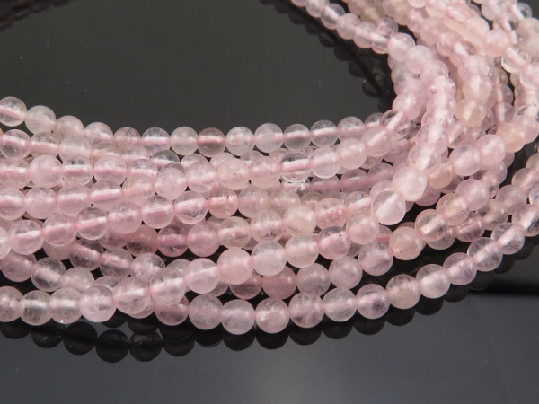 Morganite Smooth Round Beads 4mm ~ 16'' Strand