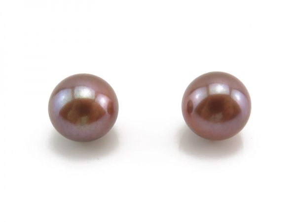 Freshwater Pearl Bronze Round 7-7.5mm ~ Half Drilled ~ PAIR