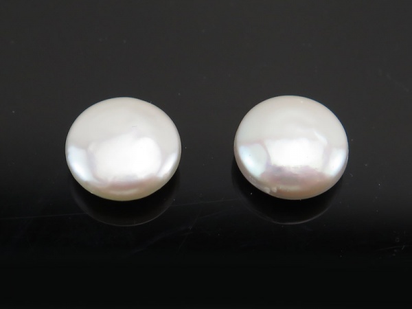 Freshwater Pearl Coin 9-10mm ~ Half Drilled ~ PAIR