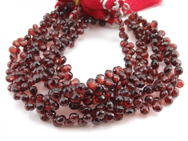 AAA Garnet Micro-Faceted Heart Briolettes 5mm ~ 7.5'' Strand