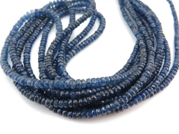 Blue Sapphire Faceted Rondelles 3-4mm ~ 15.5'' Strand