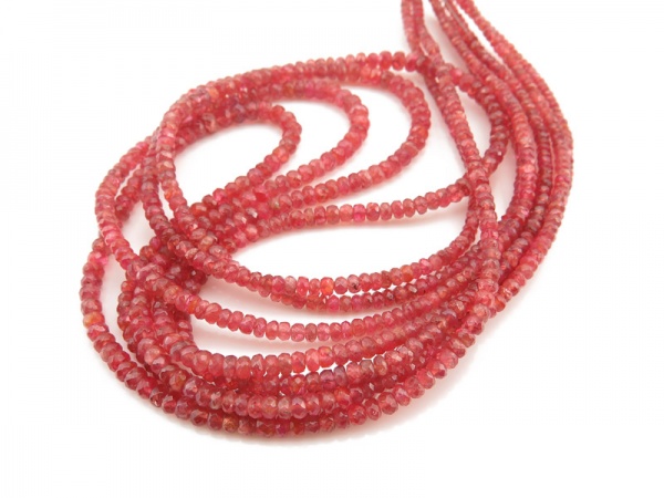 Pink/Red Spinel Faceted Rondelles 2.75-4mm ~ 17'' Strand