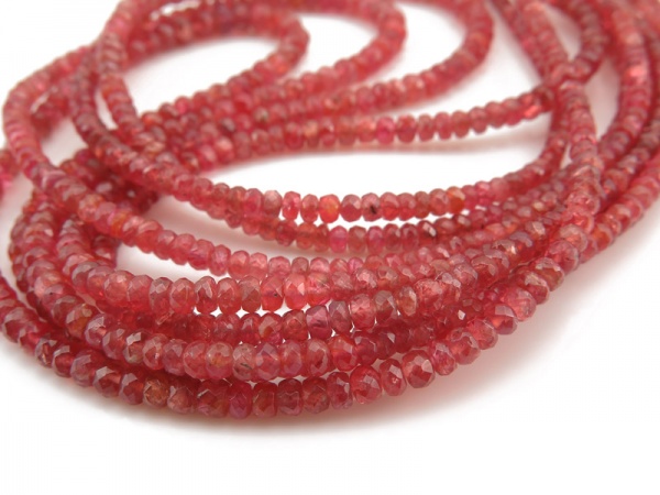 Pink/Red Spinel Faceted Rondelles 2.75-4mm ~ 17'' Strand