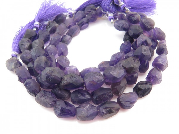 Amethyst Faceted Rough Nugget Beads 11-12mm ~ 8'' Strand