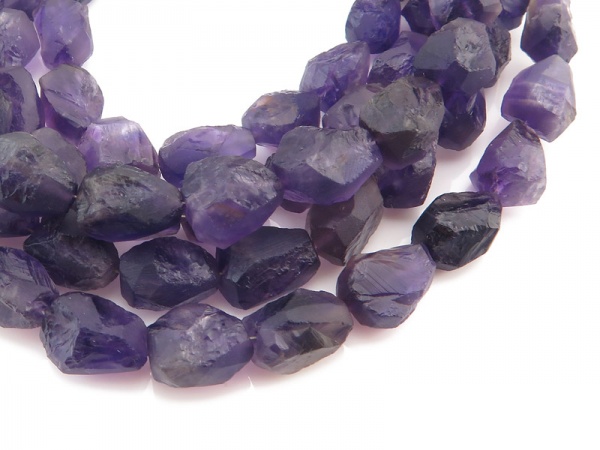 Amethyst Faceted Rough Nugget Beads 11-12mm ~ 8'' Strand