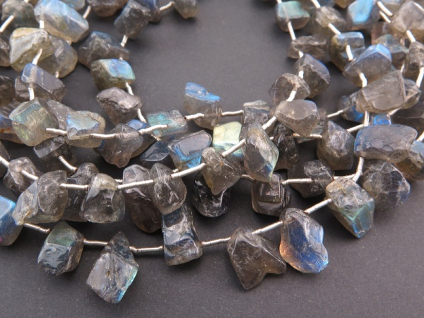 Labradorite Smooth Rough Nugget Briolettes 10-12mm ~ 8'' Strand