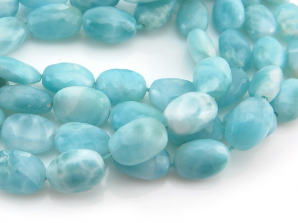 AAA Larimar Micro-Faceted Oval Beads 8-11mm ~ 17'' Strand