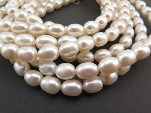 Freshwater Pearl Ivory Rice Beads 10mm ~ 16'' Strand
