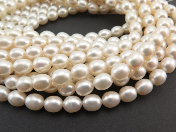 Freshwater Pearl Ivory Rice Beads 8-9mm ~ 16'' Strand