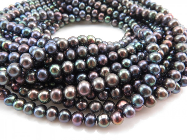 Freshwater Pearl Peacock Potato Beads 5.5mm ~ 16'' Strand