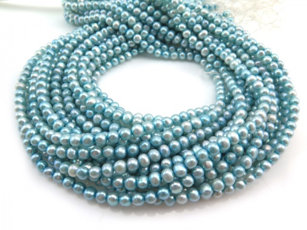 Freshwater Pearl Sky Blue Potato Beads 5mm ~ 16'' Strand