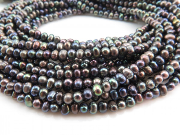 Freshwater Pearl Peacock Potato Beads 3mm ~ 16'' Strand