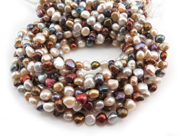 Freshwater Pearl Mixed Colour Cross Drilled Beads 9mm ~ 16'' Strand