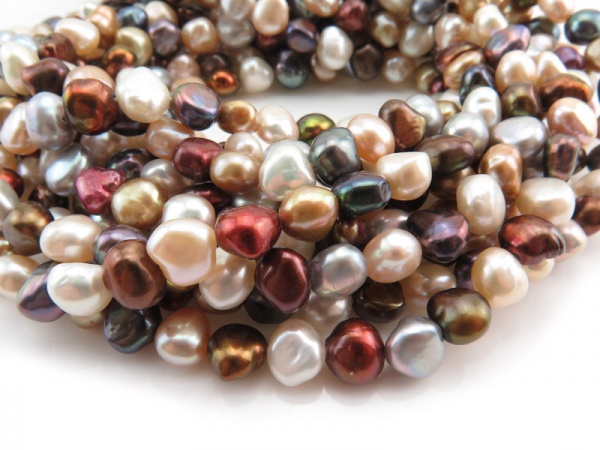 Freshwater Pearl Mixed Colour Cross Drilled Beads 9mm ~ 16'' Strand
