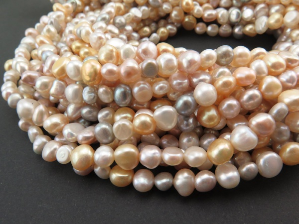 Freshwater Pearl Mixed Colour Cross Drilled Beads 5-7mm ~ 16'' Strand