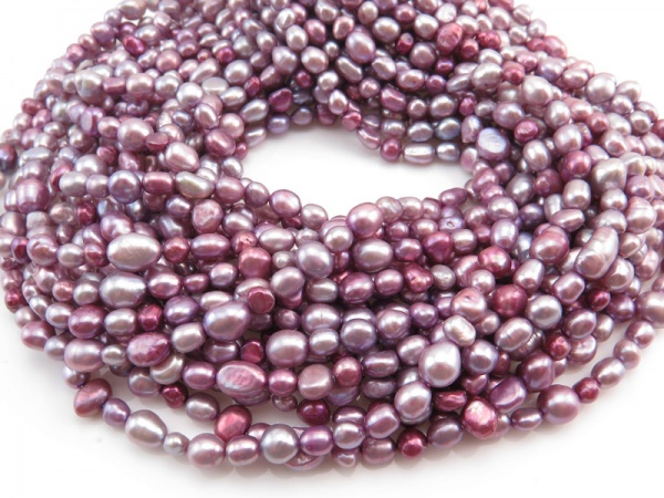 Freshwater Pearl Mixed Purple Cross Drilled Beads 5-8mm ~ 16'' Strand