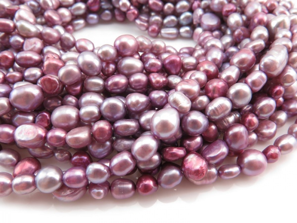 Freshwater Pearl Mixed Purple Cross Drilled Beads 5-8mm ~ 16'' Strand