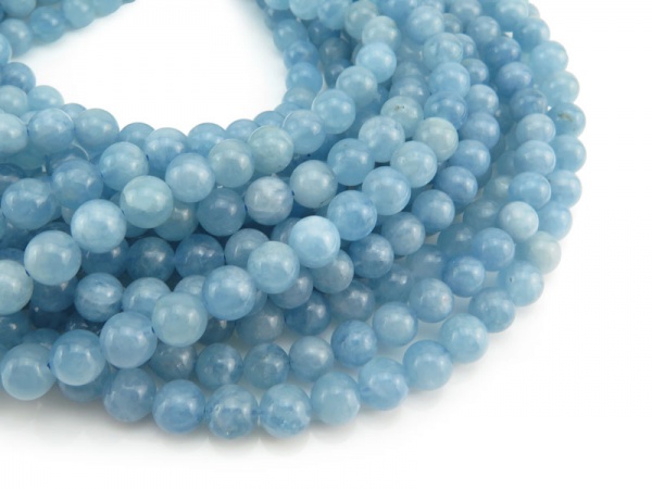 Aquamarine Smooth Round Beads ~ Various Sizes ~ 15'' Strand