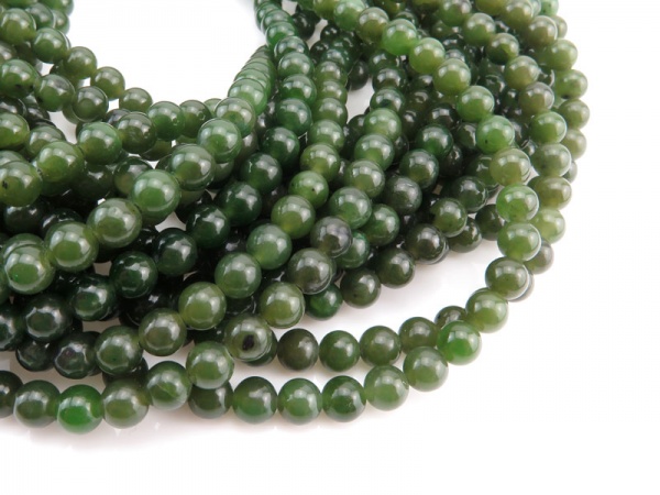 Nephrite Jade Smooth Round Beads ~ Various Sizes ~ 16'' Strand