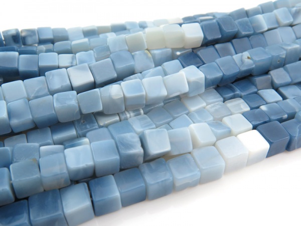 AA Blue Opal Smooth Cube Beads 5mm ~ 16'' Strand