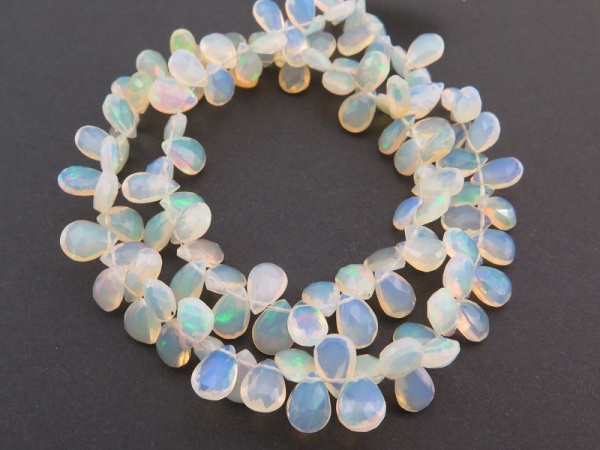 AA+ Ethiopian Opal Faceted Pear Briolettes 8.5-9.5mm ~ 16'' Strand