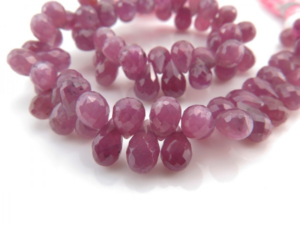 AA Ruby Micro-Faceted Teardrop Briolettes ~ Various Sizes